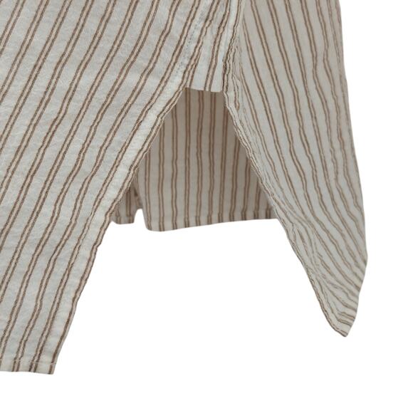 Vince Double Bar Striped Boxy Button Front Shirt Size Large Crinkle Gauze Top - Picture 5 of 12